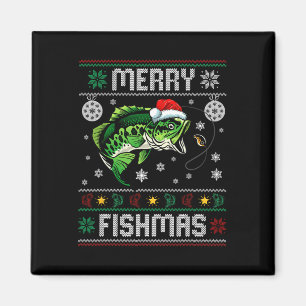Imán Merry Fishmas Gracioso pescador de pescado Ugly Ch