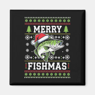 Imán Merry Fishmas Navidades de pesca feos B Fish Pajam