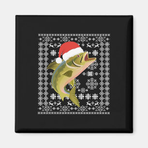 Imán Merry Fishmas Navidades feos en Shirt Santa Fish F