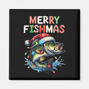 Imán Merry Fishmas Santa Fishing Amantes Graciosos