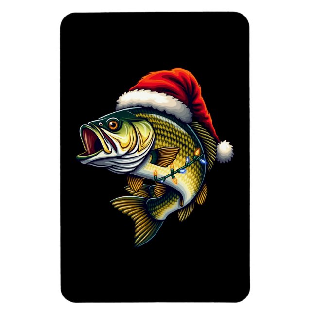Imán Merry Fishmas Santa Fishing Amantes Graciosos (Vertical)