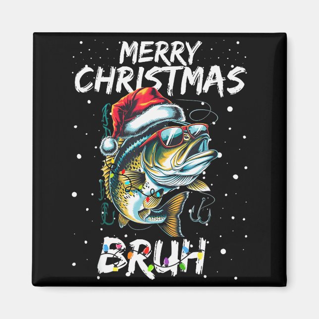 Imán Merry Fishmas Santa Fishing Lovers Funny Fisherman (Frente)