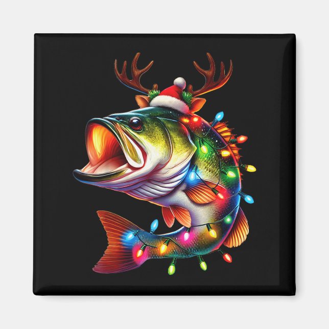Imán Merry Fishmas Santa Fishing Lovers Funny Fisherman (Frente)