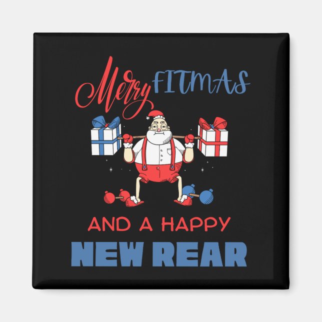 Imán Merry Fitmas A Happy New Rear Gym Fitness Xmas T S (Frente)