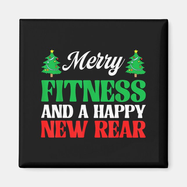Imán Merry Fitness Happy New Rear Workout Christmas  (Frente)