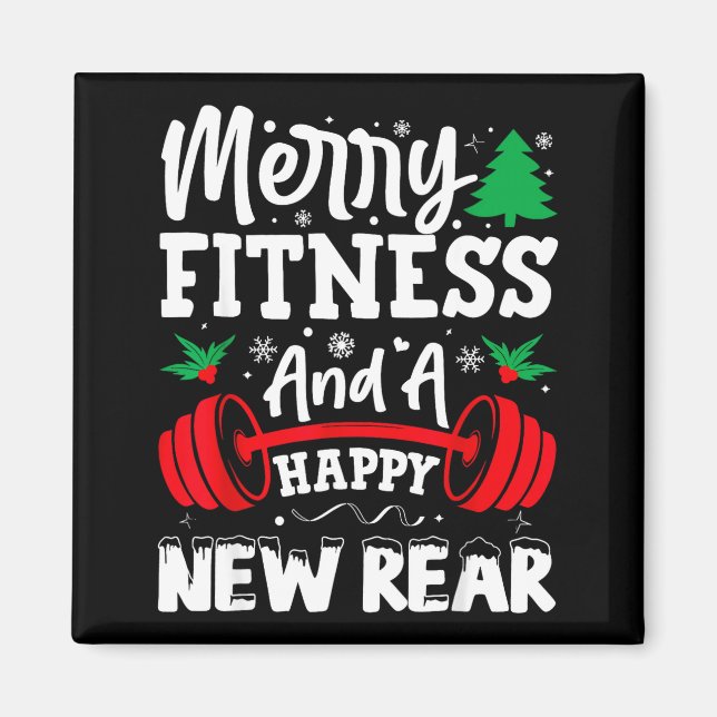 Imán Merry Fitness Happy New Rear Workout Christmas  (Frente)