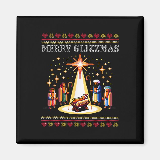 Imán Merry Glizzmas Tacky Gracioso Feliz Navidad Perro  (Frente)