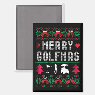 Imán Merry Golfmas Golf Golfing Golfer Navidades feos
