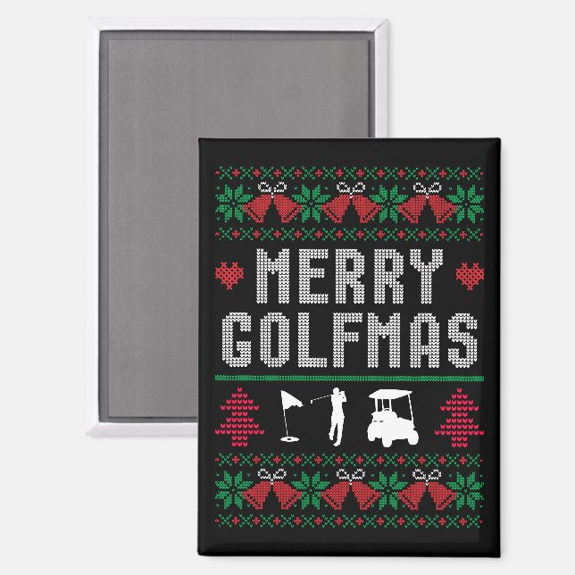Imán Merry Golfmas Golf Golfing Golfer Navidades feos (Anverso/Reverso)