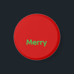 Imán Merry Green Name on Red<br><div class="desc">Merry Green Name on Red Christmas</div>