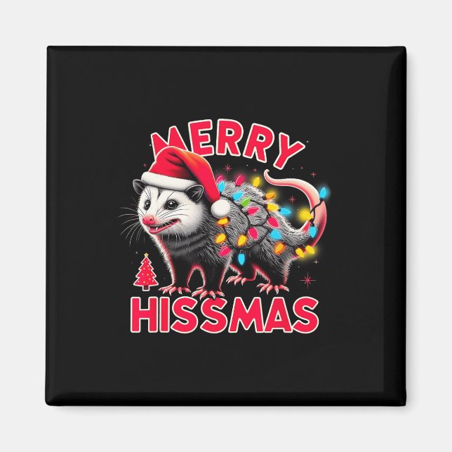Imán Merry Hissmas Funny Navidades Possum Xmas Hilariou (Frente)