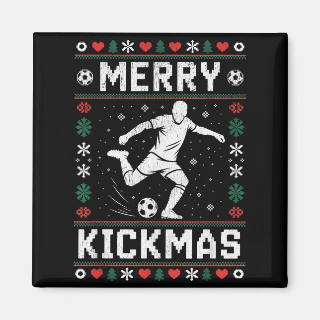 Imán Merry Kickmas Funny Christmas Soccer Xmas  (Frente)