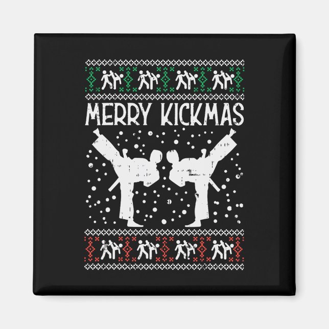 Imán Merry Kickmas Navidades feos Karate Jiu Jitsu Mart (Frente)