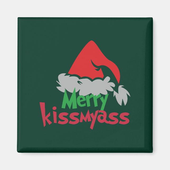 Imán Merry Kissmyass Funny Christmas Magnet (Frente)