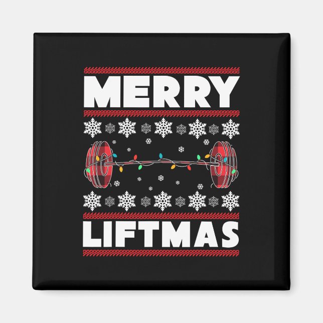 Imán Merry Liftmas Fun Christmas Gym Workout Fitness Gi (Frente)