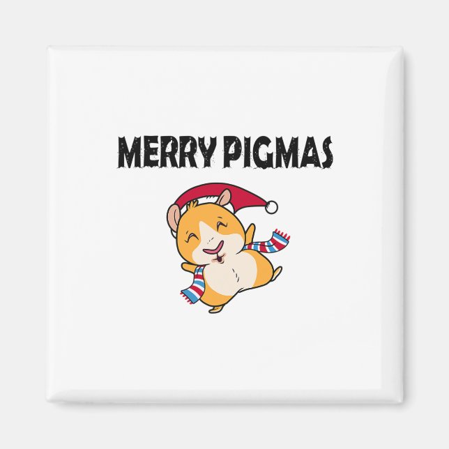 Imán Merry Pigmas Face Mask Funny Guinea Pig Christmas  (Frente)