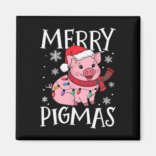 Imán Merry Pigmas Graciosos Navidades de Cerdo Santa Pi