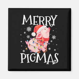 Imán Merry Pigmas Navidades divertidos de cerdo alumbra