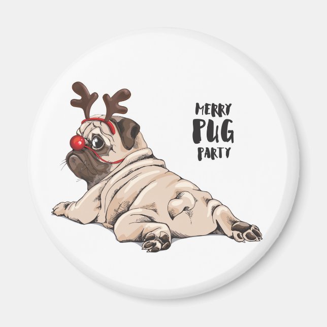 Imán Merry Pug Fiesta (Frente)