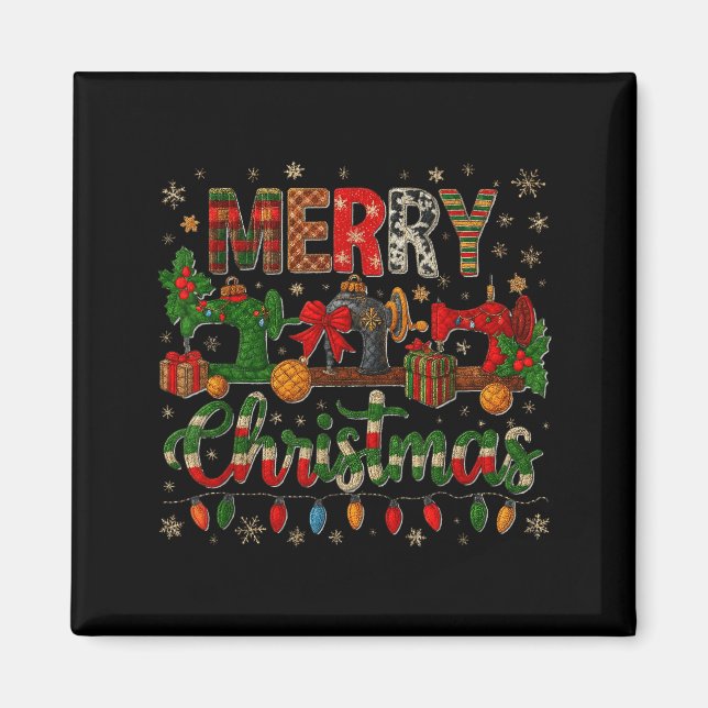 Imán Merry Quiltmas Quilter Sewing Retreat Pajama Chris (Frente)