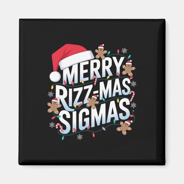 Imán Merry Rizz Mas Sigmas Funny Alpha Navidades Santa (Frente)
