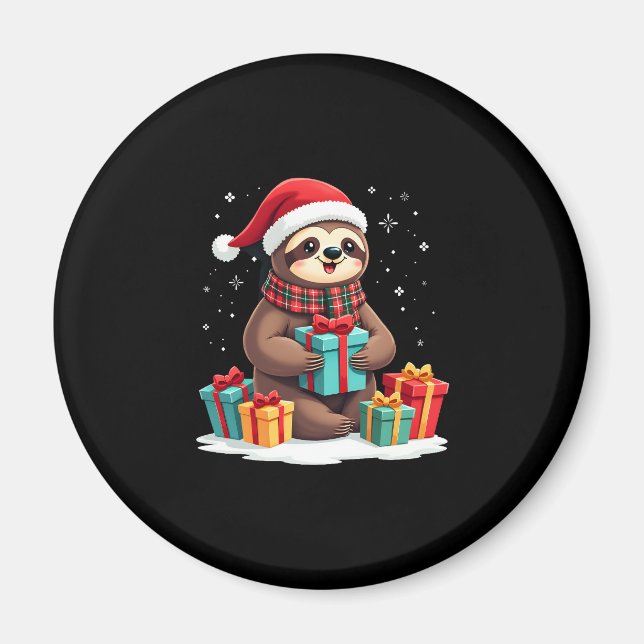 Imán Merry Slothmas lindos Navidades persiguen Santa ha (Frente)