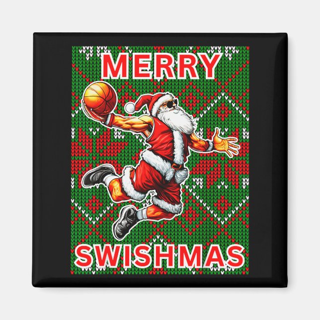 Imán Merry Swishmas Basketball Christmas Santa Claus Sl (Frente)