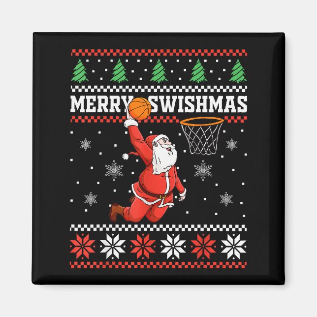 Imán Merry Swishmas Basketball Snowman Christmas Ugly P (Frente)