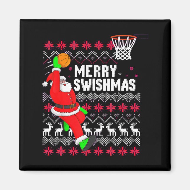 Imán Merry Swishmas Basketball Ugly Christmas Xmas  (Frente)