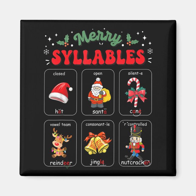 Imán Merry Syllables Xmas Phonics Reading Teacher Holid (Frente)
