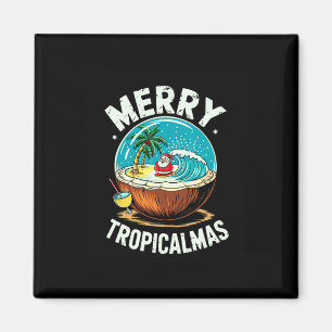 Imán Merry Tropicalmas Surfing Santa Snow Globe Coconut