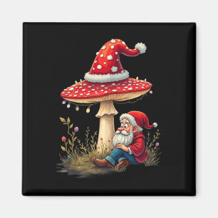 Imán Merry Vintage Christmas Gnome Mushroom Santa Claus