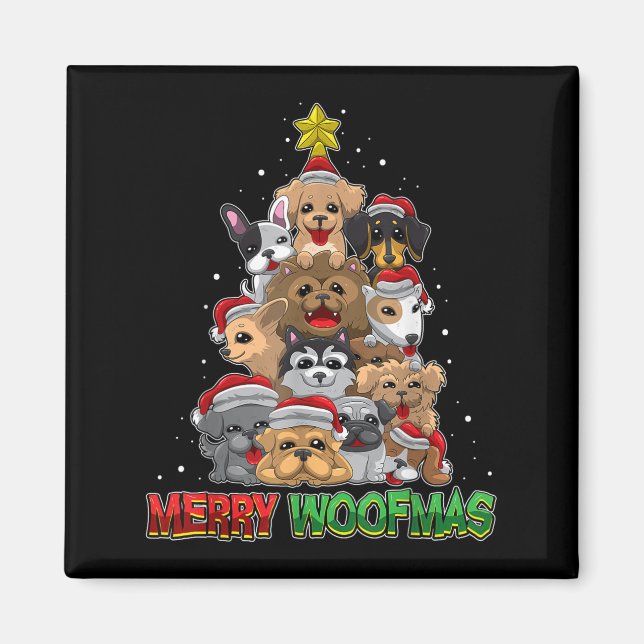 Imán Merry Woofmas - Merry Christmas For Dog Lovers  (Frente)