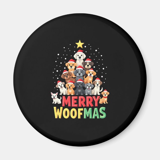 Imán Merry Woofmas - Merry Christmas For Dog Lovers (2) (Frente)