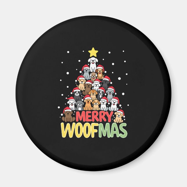 Imán Merry Woofmas - Merry Christmas For Dog Lovers (3) (Frente)