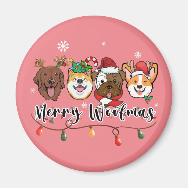 Imán Merry Woofmas Typography Magnet (Frente)