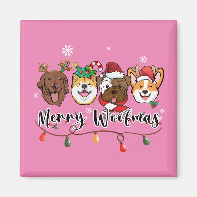 Imán Merry Woofmas Typography Magnet (Frente)