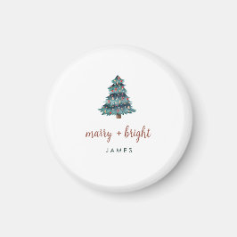 Imán Merry y Bright | Boho Christmas Tree and Script