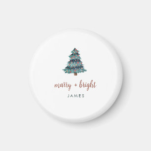 Imán Merry y Bright   Boho Christmas Tree and Script