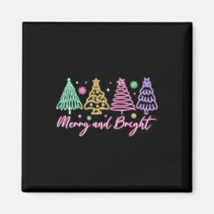 Imán Merry Y Bright Christmas Tree Merry Xmas Chica Wo
