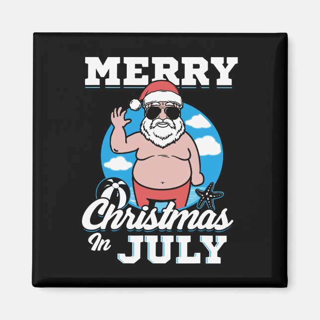 Imán Merrychristmas In July Funny Santa  (Frente)