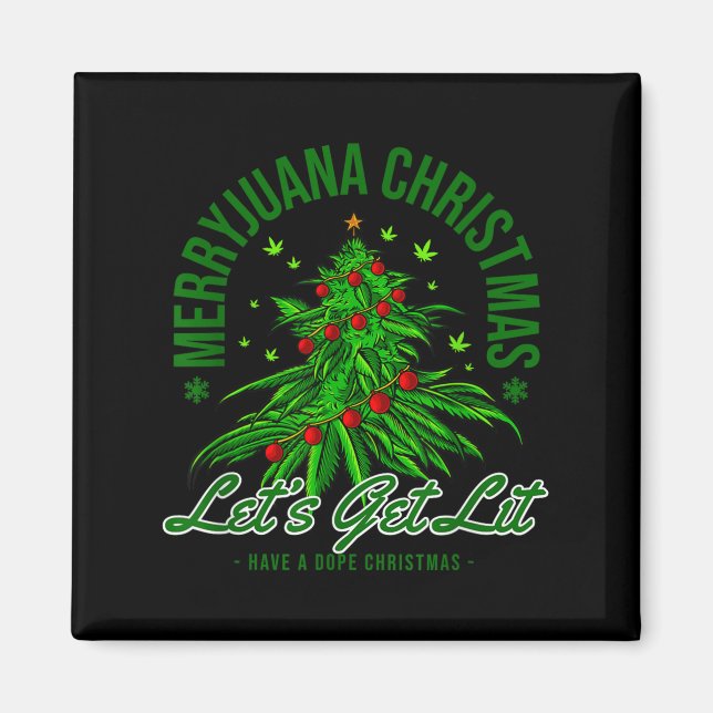 Imán Merryjuana Christmas Christmas Weed T Roll  (Frente)
