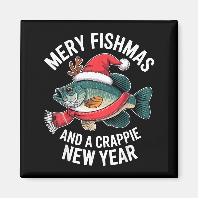 Imán Mery Fishmas And A Crape New Year Funny Fishing Ch (Frente)