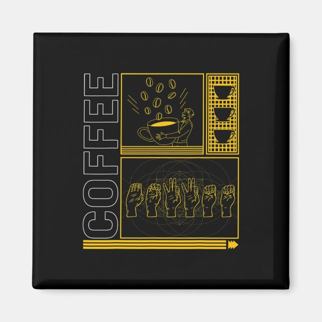 Imán Mes de Conciencia Café Asl Lover Trendy Love Deaf (Frente)