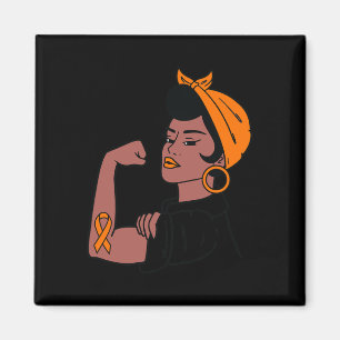 Imán Mes de conciencia Naranja Ribbon Guerreras regalo