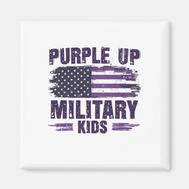 Imán Mes de concientización de niños militares morados (Frente)