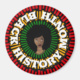 Imán Mes de la historia negra, rayas de sol, mujer negr