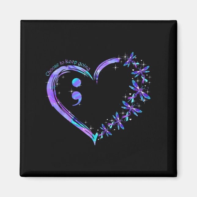 Imán Mes de prevención del suicidio con mosca dragona e (Frente)