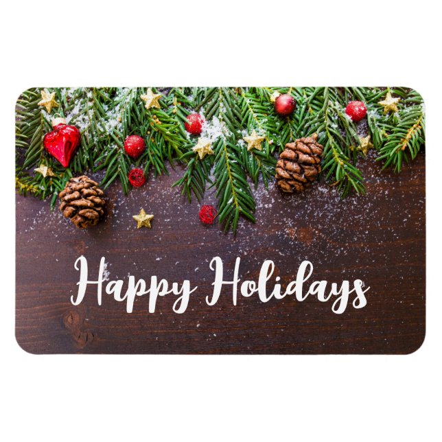 Imán Mesa de Navidades rusos con pino y nieve (Horizontal)