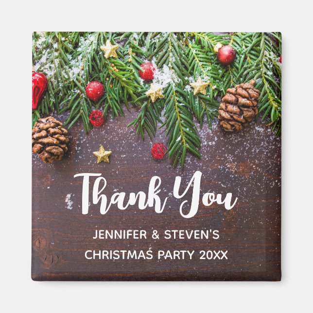 Imán Mesa de Navidades rusos con pino y nieve gracias (Frente)